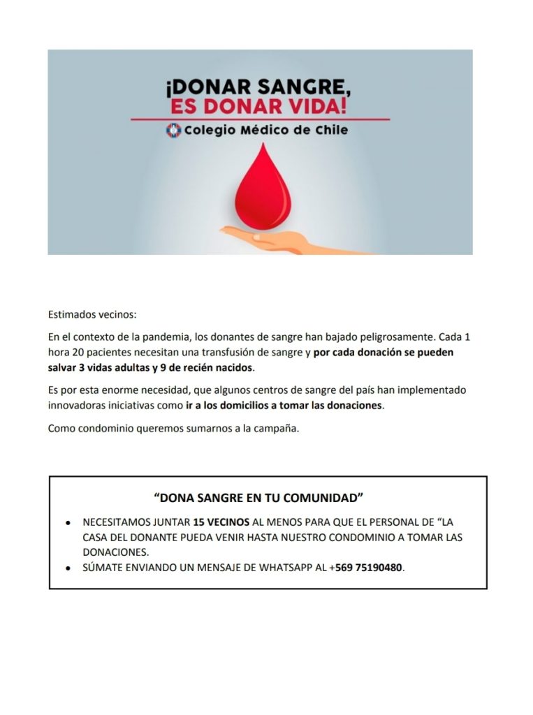 campaña donación sangre colegio medico 2020